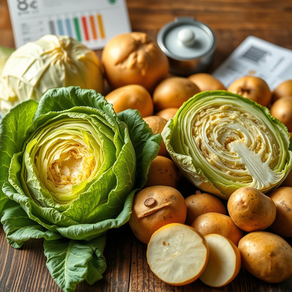 Nutrition value of cabbage and potatoes