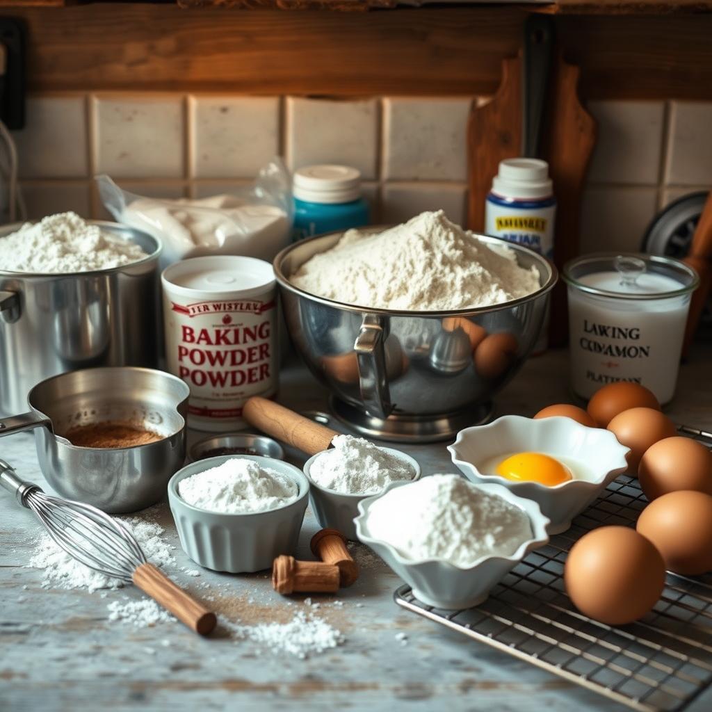 baking ingredients and kitchen utensils