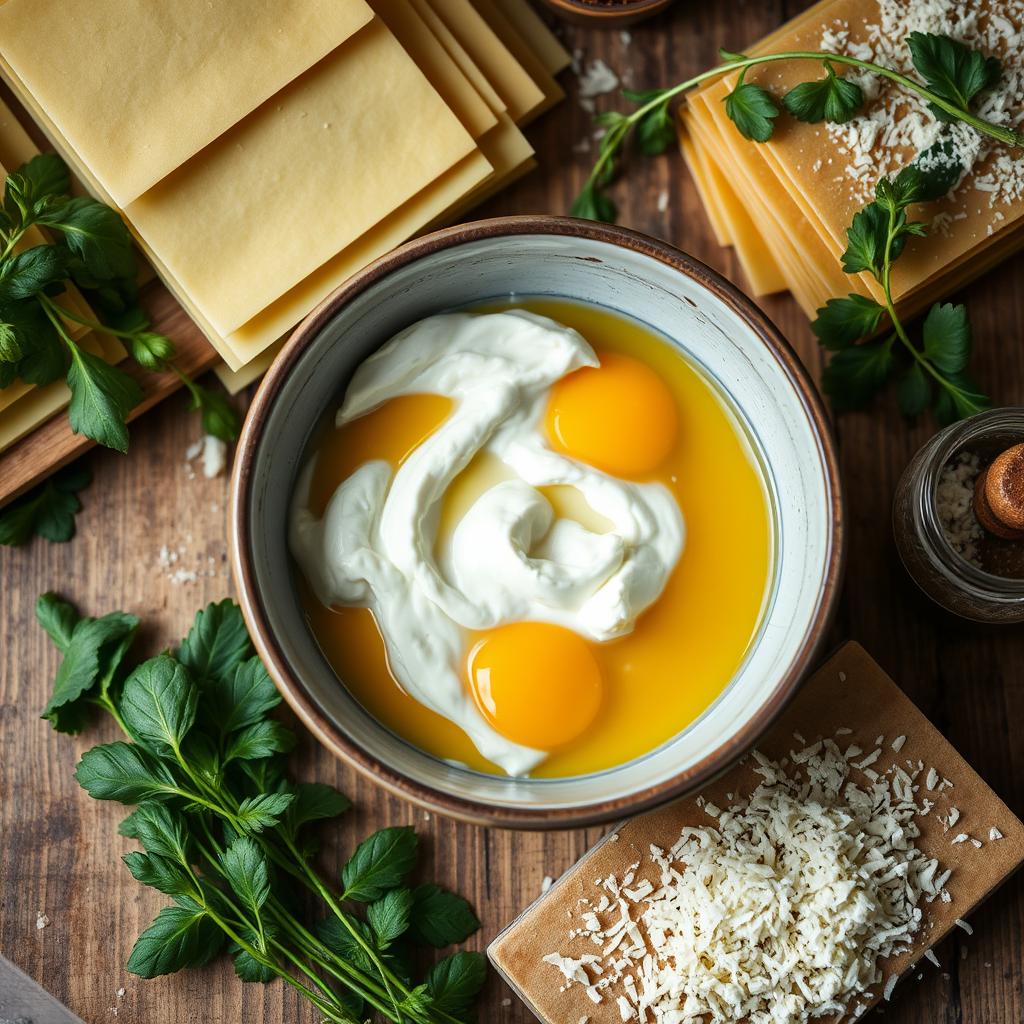 do you add eggs to ricotta when making lasagna