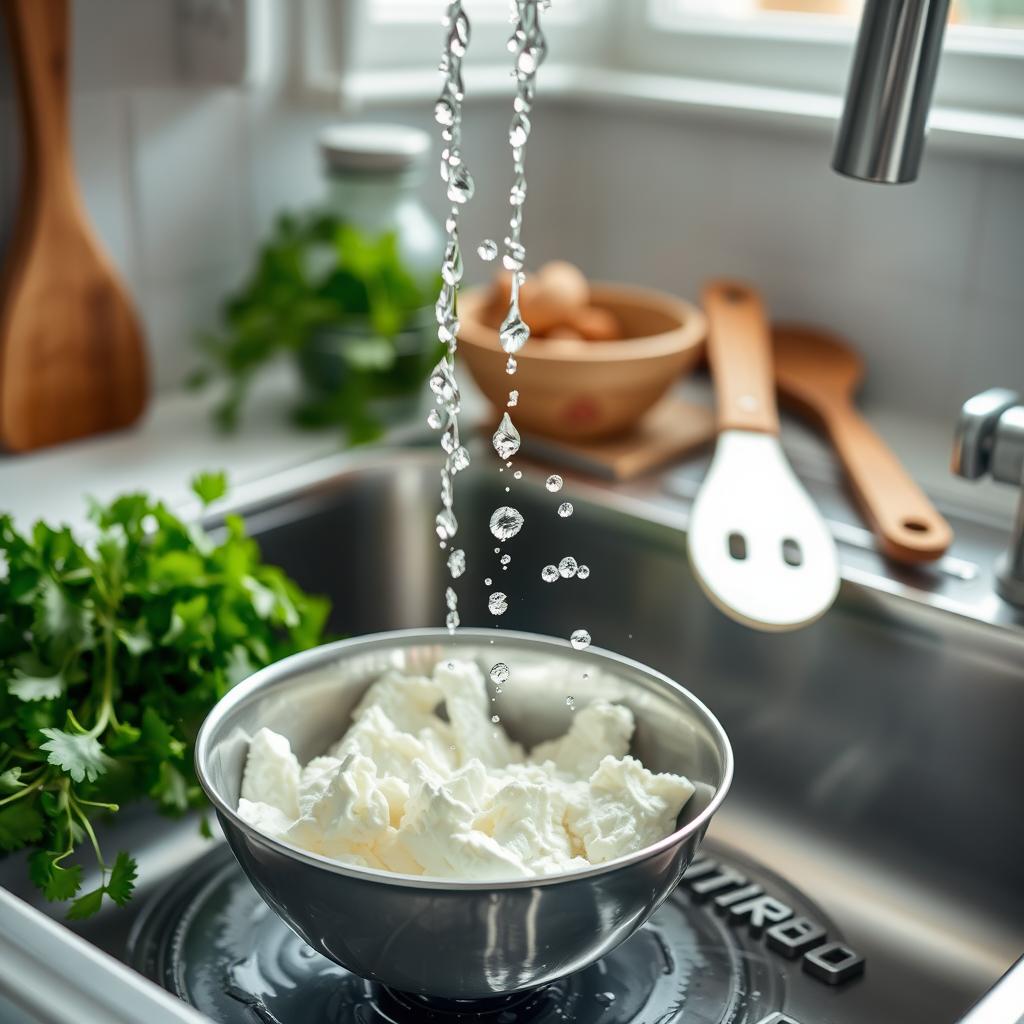 rinsing cottage cheese